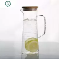 欧式耐热防爆玻璃水具套装冷热水壶凉水壶凉水杯果汁壶玻璃水壶 封后 4凸底杯300+直把壶850+竹架