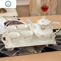 水杯茶具套装家用欧式客厅陶瓷茶壶水具杯具茶杯子整套带托盘 封后 红玫瑰骨瓷6件套JDC023-30b-6