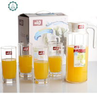 青苹果玻璃水壶水杯套装1壶4杯 果汁壶杯子水具家用彩盒装 封后 青苹果耐热一壶四杯[有托盘]