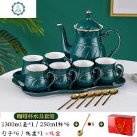 水具套装家用欧式陶瓷客厅茶壶茶具水杯具家庭简约冷水壶套装 封后 孔雀绿天鹅(礼盒)