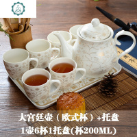 家用陶瓷茶具茶壶茶杯套装客厅简约喝茶喝水陶瓷杯泡茶壶6杯水具 封后 1.2中式宫廷壶套装 8件