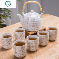 茶具家用中式茶杯凉水壶陶瓷杯子水具套装整套耐热杯具 6只装客厅 封后 一壶六杯-清明