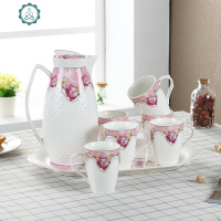 家用水具套装陶瓷茶杯冷水壶套装杯子套装家用客厅水杯具 封后 经典纯白