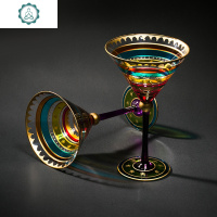 欧式彩绘红酒杯高脚杯大家用玻璃酒具个性鸡尾酒杯子创意酒吧酒杯 封后 斑马马丁尼