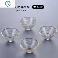 品茗杯玻璃小茶杯功夫茶具套装家用耐热透明描金斗笠杯锤纹玻璃杯 封后 金条锤纹杯2只装+盖碗(内嵌金条)