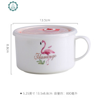 陶瓷家用保鲜碗带盖带手柄方便面碗泡面杯便当盒可微波炉送筷勺子 封后保鲜盒