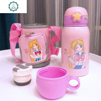 卡通儿童316不锈钢可斜跨带套吸管保温杯男女学生便携大容量水壶 封后 黄色皮卡儿童壶送斜跨杯套+杯刷