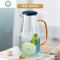 云石玻璃冷水凉水壶家用大容量凉水杯耐热防爆凉茶壶果汁壶 封后 云石壶1.5渐变色