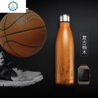 保温杯ins男女简约韩版网红便携创意运动水壶杯子可乐瓶水杯 封后 复古柚木