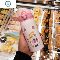新款卡通美女少女保温杯女儿童小学生可爱水杯便携不锈钢喝水杯子 封后 粉色夹铅笔小号350送杯刷