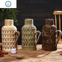 手工老式竹编暖壶保温瓶复古文艺景区民宿农庄家用开水瓶竹丝编织 封后 1.6镂空全青款有盖小口红胆