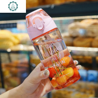 塑料杯水杯韩版个性潮流运动户外防漏便携女水壶男学生成人吸管杯 封后 粉红色600保温壶