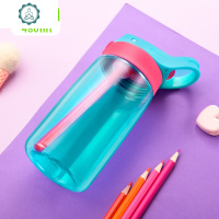 儿童水杯吸管杯家用防摔创意幼儿园男宝宝水壶夏季小学生便携杯子 封后 萌猪塑料杯红色带杯套保温壶