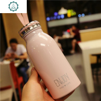 简约保温杯清新韩版男女学生水杯子不锈钢情侣可爱便携式少女文艺 封后 蓝色350平盖白猫牛奶瓶7C3