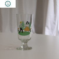 露阿阿 自制ins同款跳舞雏菊水果复古高脚杯玻璃牛奶果汁咖啡杯 封后 白色雏菊玻璃杯