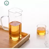带小嘴的玻璃杯璃带把绿茶杯 带滤网泡茶杯 四方月牙花茶杯分茶器 封后 大号方月牙杯320ML