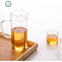 带小嘴的玻璃杯璃带把绿茶杯 带滤网泡茶杯 四方月牙花茶杯分茶器 封后 加大号方月牙杯400ML