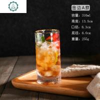 ins日式创意金边锤目纹玻璃水杯 泡茶杯牛奶冷饮果汁鸡尾杯 封后 金边A款玻璃杯