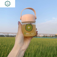 水果莓日系清新迷你喝水小杯子号网红抖音少女心ins玻璃180 封后 猕猴桃杯子+杯套