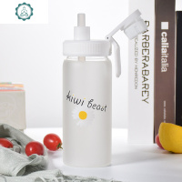 小雏菊水杯女带吸管玻璃杯创意个性潮流简约清新森系可爱少女杯子 封后 雏菊三朵/500ml