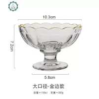 欧式金边玻璃杯创意冰淇淋杯甜品奶昔杯家用高脚冰激凌杯雪糕杯子 封后 黑色合金雪糕挖勺