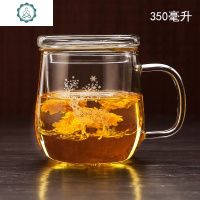 加厚玻璃杯 花茶杯水杯茶具杯子女喝水带盖茶杯 办公室过滤泡茶杯 封后 加厚大玲珑[600毫升]