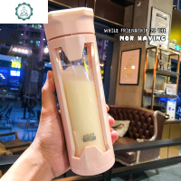 男女简约耐热商务玻璃杯创意便携带盖防漏车载杯子办公室泡茶水杯 封后 450ml深夜蓝+运费险+杯刷