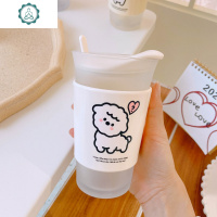 大容量水杯简约玻璃杯ins风可爱少女网红咖啡牛奶早餐杯便携杯子 封后 笑脸咖啡杯*白色带盖送勺子