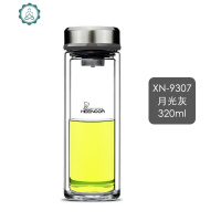 双层玻璃杯男士办公客厅家用透明简约杯子过滤加厚泡茶杯定制 封后 9308魔力黑335ML