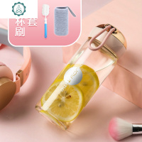 网红ins玻璃水杯少女心可爱简约清新便携学生森系创意潮流水杯子 封后 木纹300ml