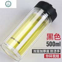 双层玻璃杯便携家用办公耐热带盖过滤泡茶水杯大容量500ml可定制 封后 魅力紫500ml