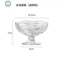 冰淇淋杯雪糕杯玻璃家用创意甜品碗沙律碗高脚刻花浮奶昔沙拉杯 封后 浮雕雪糕杯(粉色)玻璃杯