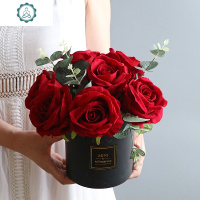 仿真大红玫瑰花婚庆婚礼新婚家居摆设摆件情人客厅餐厅餐桌装饰品 封后仿真植物