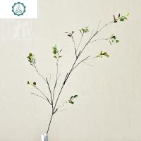 仿真绿植假花植物过胶树叶秋叶干树枝 软装插花摄影拍摄道具 封后 绿色(小号)仿真植物