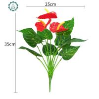 仿真绿植红掌绿萝假花客厅室内装饰绿色植物落地塑料盆栽摆设 封后 一束35cm红掌仿真植物