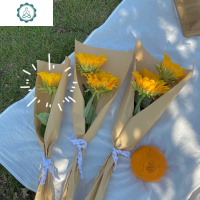 很上镜的太阳花向日葵仿真花野餐拍照道具装饰品旅游拍照花花 封后 3朵仿真向日葵+牛皮纸仿真植物