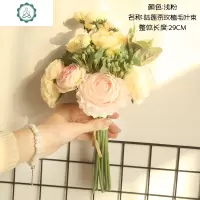 小清新欧式仿真花束假花玫瑰花客厅家居装饰花把束花绢花花艺摆件 封后 把束浅蓝色仿真植物