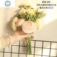 小清新欧式仿真花束假花玫瑰花客厅家居装饰花把束花绢花花艺摆件 封后 把束浅粉色仿真植物