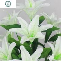 假花仿真百合花单支餐桌客厅装饰品塑料摆设仿真百合摆件花瓶插花 封后 白色仿真植物