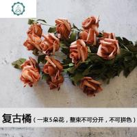 ins欧式仿真5头泡沫玫瑰花束美食饰品摆拍装饰花拍照道具摄影背景 封后 偏远地区不哦!!!仿真植物