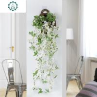 仿真樱花吊挂阳台墙壁客厅玄关装饰吊挂花艺假花干花绢花壁挂兰花 封后 55cm大红洋玫瑰挂2束(1个藤编篮+1个挂仿真植物