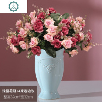 欧式仿真花套装玫瑰花束装饰花摆件花瓶插花干花假花绢花客厅摆设 封后 10束蒲公英(粉)仿真植物