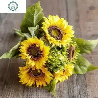 复古把束六头向日葵客厅仿真花假花装饰花太阳花插花摆件 封后 向日葵黄色仿真植物
