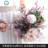 粉紫红色妖姬绣球西洋牡丹仿真假绢塑料花灰色玻璃花瓶花艺浪漫 封后 粉红色配花单购
