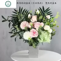 仿真花束 假花束北欧落地花束客厅创意仿真家居装饰品摆件绢花 封后 粉玫瑰大花束(含花泥)仿真植物