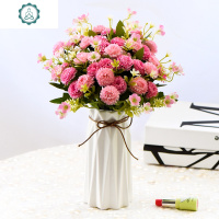 欧式仿真玫瑰花客厅装饰假花摆设摆件塑料花束餐桌盆栽摆花绢花艺 封后 湖蓝色6束小水仙+欧盆仿真植物