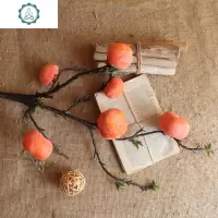 仿真柿子果树枝家居软装饰仿真花摆件艺术插花桌面地面美式 封后 7支柿子2支黑骨芒+大筐仿真植物