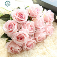 仿真花 10枝白玫瑰婚纱摄影道具手捧花欧式风格家居装饰假花摆件 封后 大红色10支仿真植物