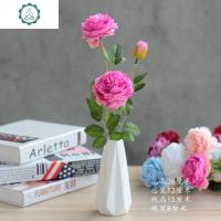 装饰摆件仿真玫瑰花单支花束客厅假花桃花餐桌塑料花家居饰品梅花 封后 红色梅花+几何瓶仿真植物