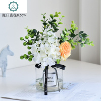 假花仿真花北欧小清新绢花客厅摆设餐桌装饰电视剧旁边的摆花摆件 封后 高花瓶+两支粉玫瑰手札花束仿真植物